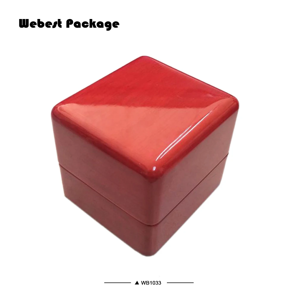 Webest Guangzhou curved lid cherry ring box wood Luxury wooden championship ring display box