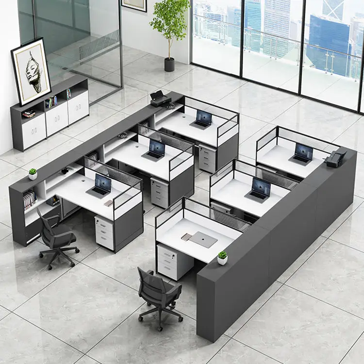 Modern Office Cubicles Workstation Desk Office Furniture 2 Person Staff Desk Wooden Workstation