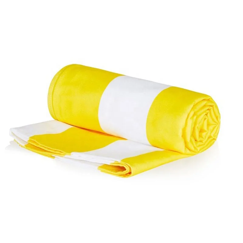 Hot Sale Customized Printed Logo 80% Polyester 20% Polyamide Bluk Microfiber Beach Towel Most Popular Stripe Luxury Beach Towel