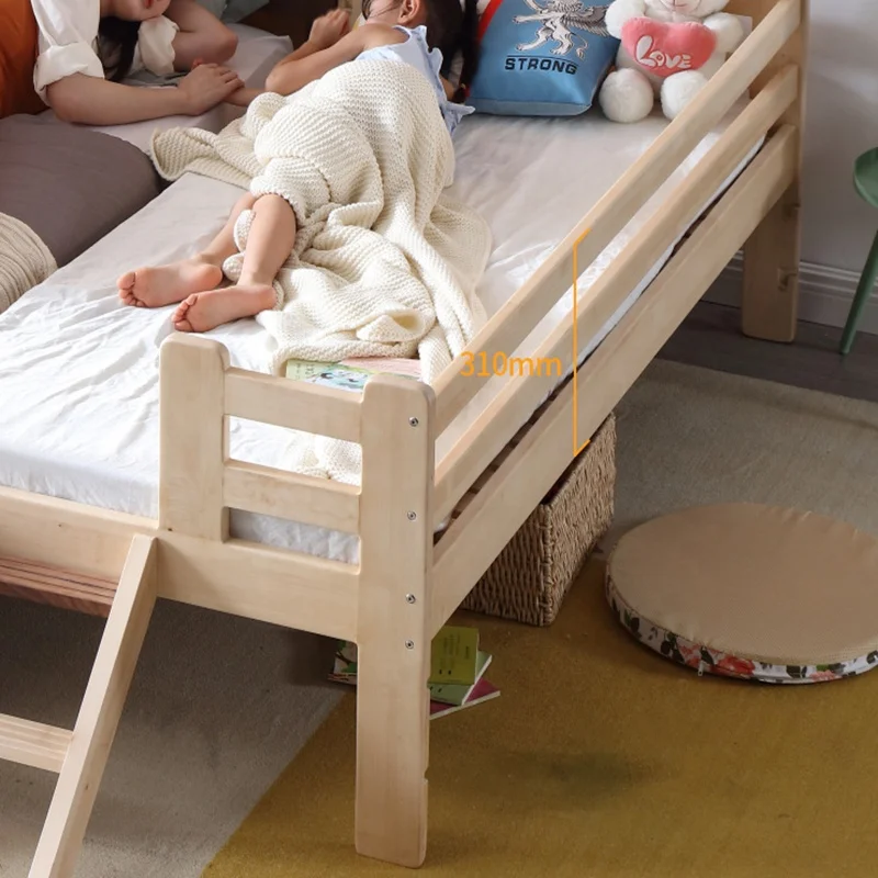 Safety Natural Simple Solid Wood Removable Guardrail Home Bedroom Preschool Furniture Toddler Bed Baby Bed Baby Crib