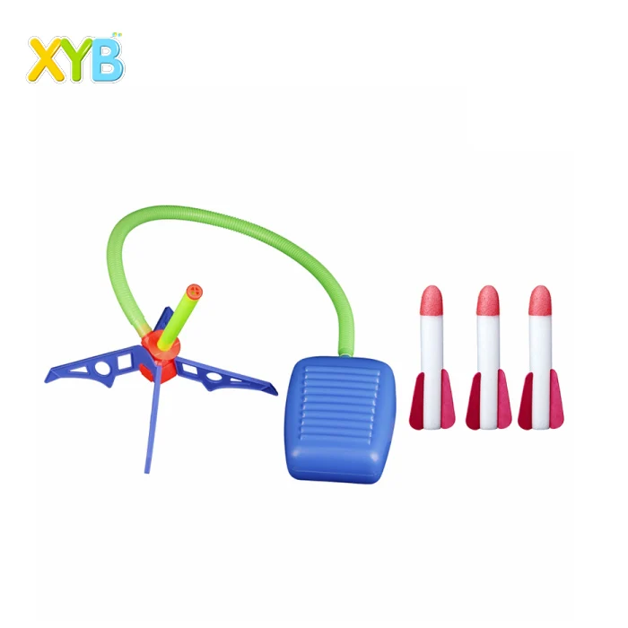 
New design Amazon hot children outdoor game foam flying launcher stomp air pump pedal artillery rocket launcher toy for kids 