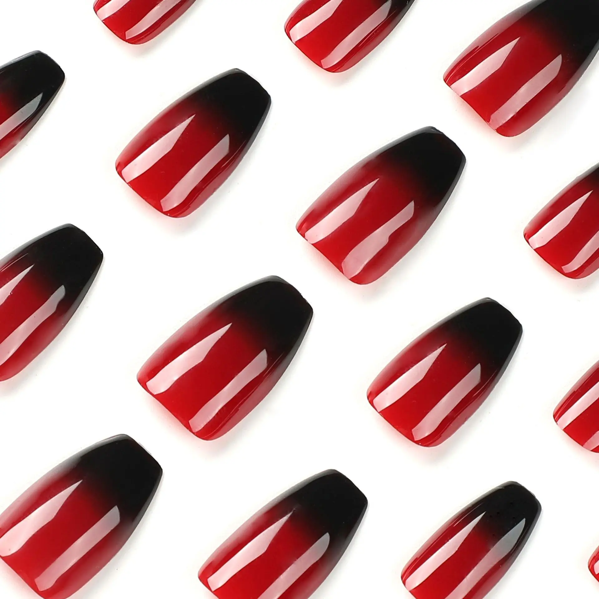 High Quality Custom Design Artificial Fingernails Red-Black French Nail Stickers  Press On Nails