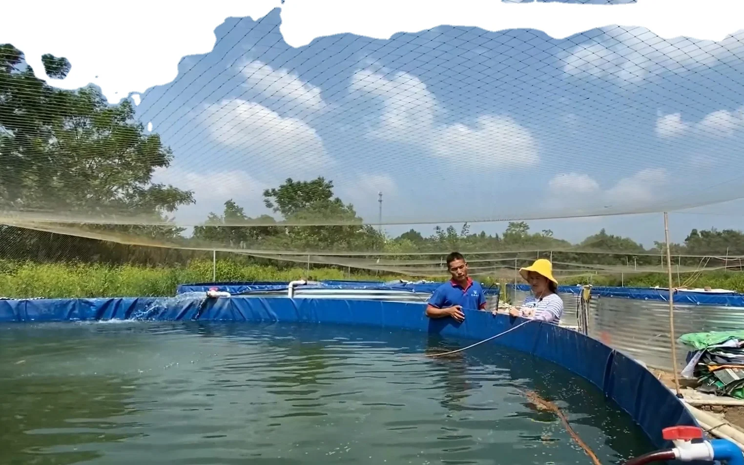 Galvanized steel panel frame PVC lining fish pond aquaculture fish farming tank irrigation water storage pond
