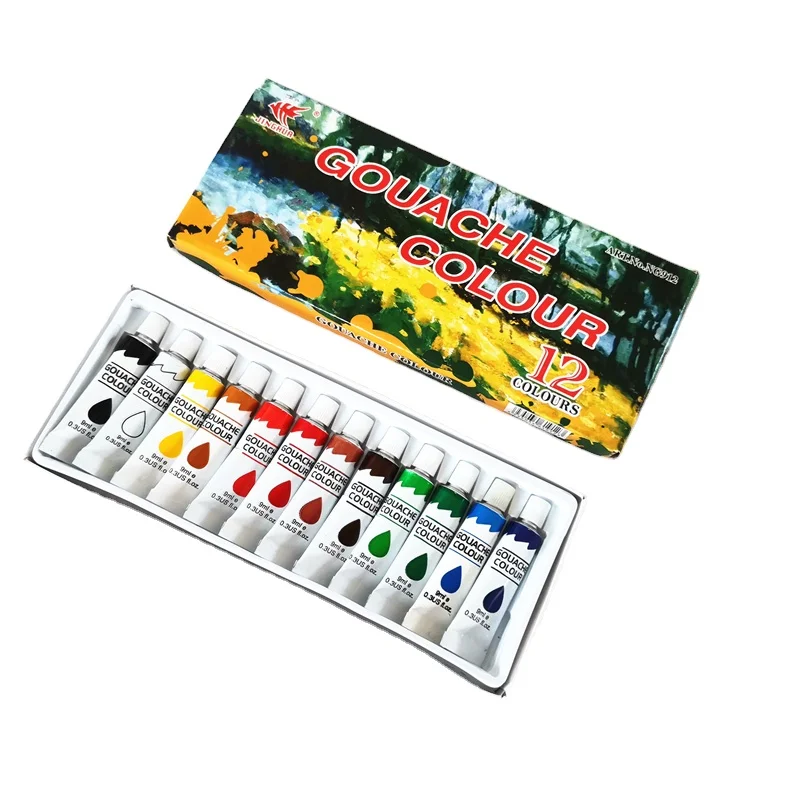 Non-toxic gouache pigment set of 9ml 12 colors  suitable for kids