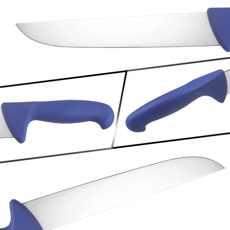 10 inch 50Cr15MoV High Carbon Stainless Steel Hotel Straight Blade Chef Kitchen Butcher Knife With Blue Nylon Handle