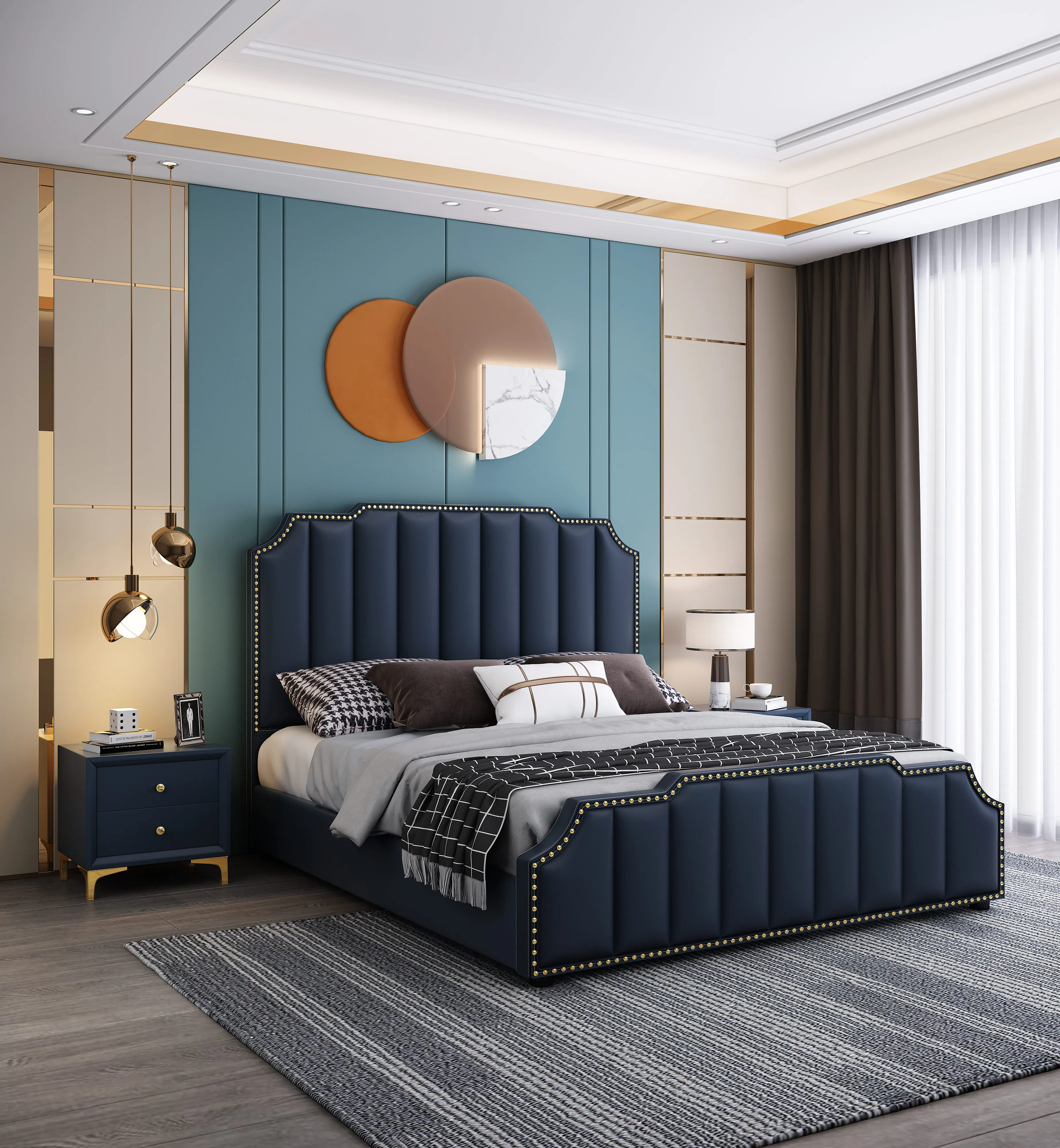 Luxury Modern Design Room furniture Upholster Twin Queen Beds Leather Storage Bed Wooden Frame King Size Double Beds With Drawer