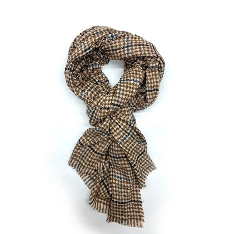 Sustainable Eco Friendly Products 2024 Winter Wool Plaid Scarf For Women Recycled Polyesber Soft Warm Blanket Scarves Custom