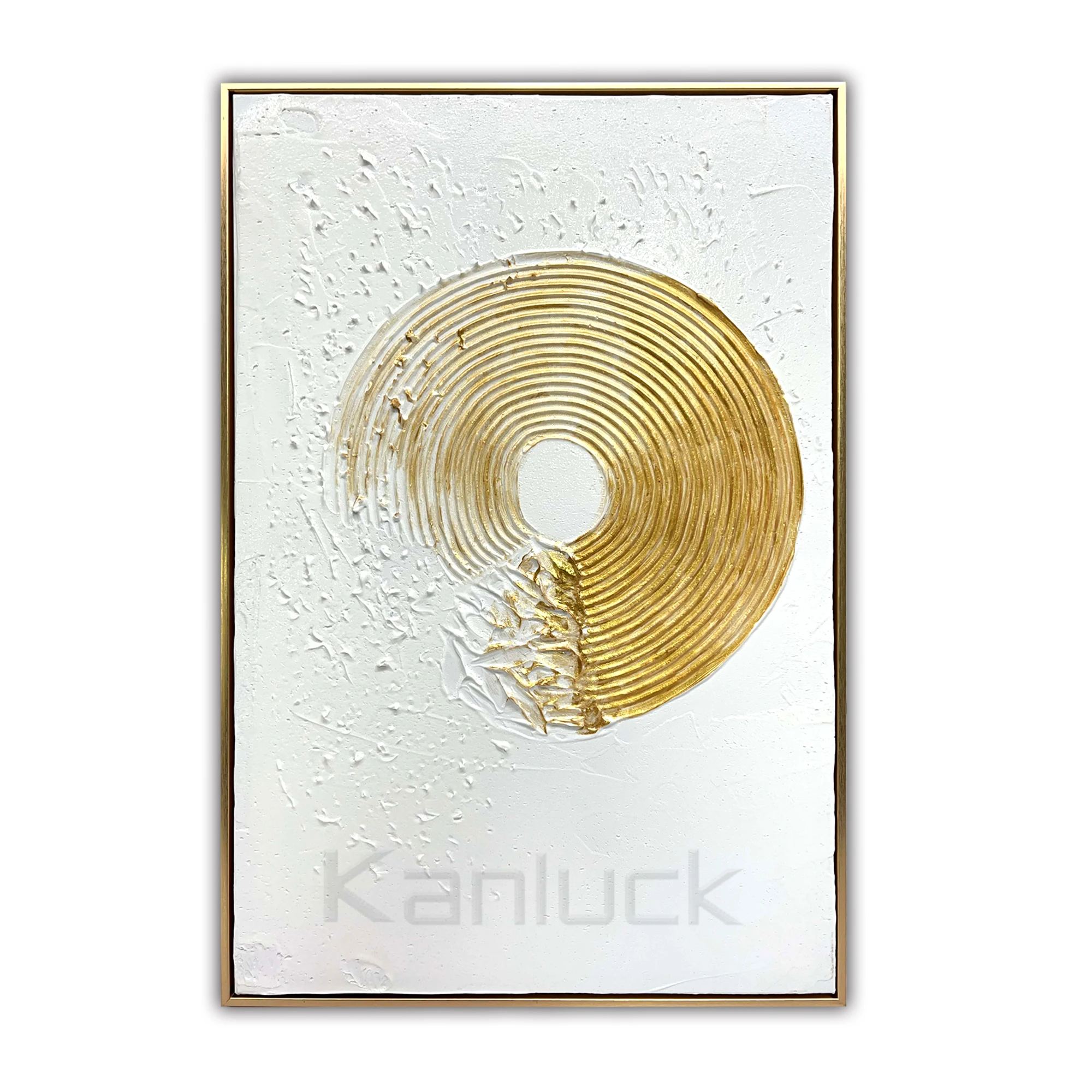 100% Hand Painted White Texture White  Floated Frame Canvas  Art Brushes Painting 3d Wall Art