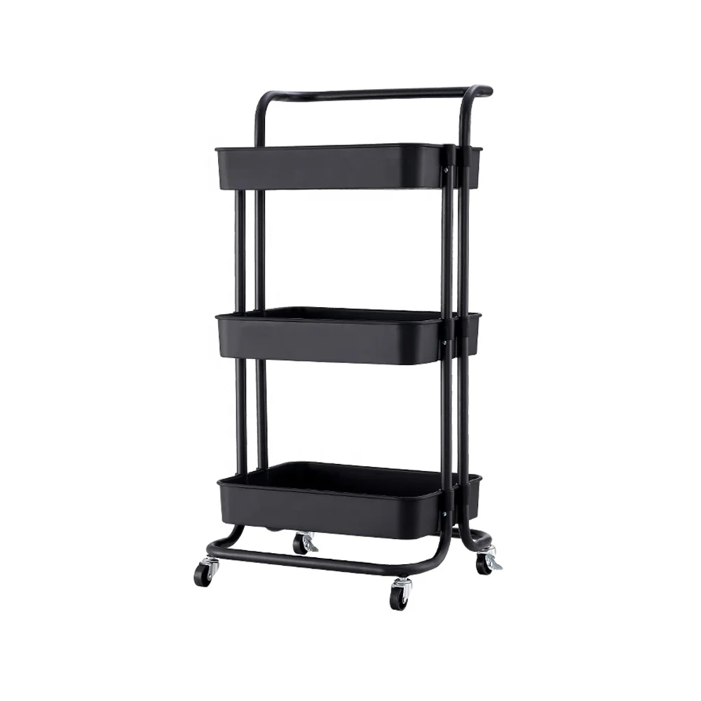 Hot Selling Beauty Salon Trolley Cart Storage Shelf Kitchen Vegetable Book Snacks Cart Rolling Trolley Cart With Swivel Wheels