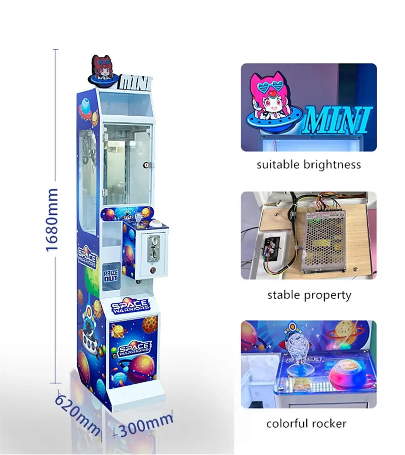 Mega mini claw machine small toys crane vending arcade prizes doll gift candy coin operated game machine with bill acceptor