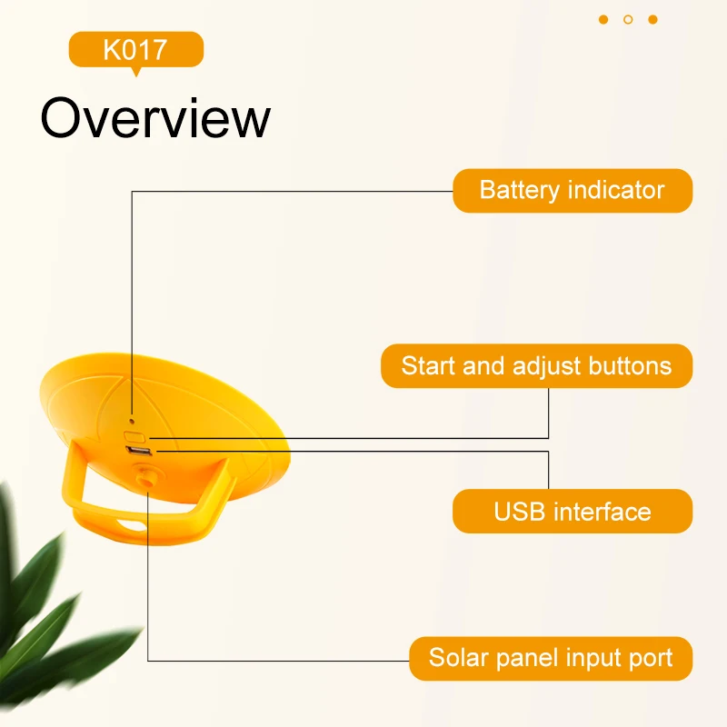 3.7v/2600mah Li-ion Battery Solar Reading Light with Mobile Phone Charging Function Home Garden Lighting