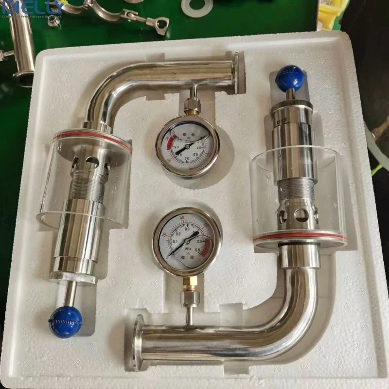 1.5 inch Tri Clamp Adjustable spunding valve with gauge 304/316L Stainless Steel