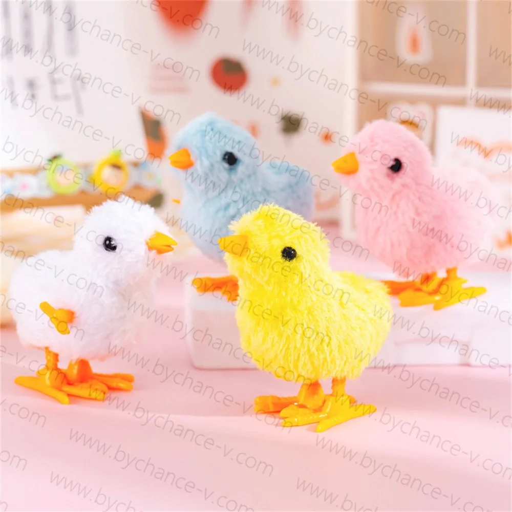 cute fluffy wind up jumping chick toys baby chicken clockwork classic toy for Easter gift basket stuffer