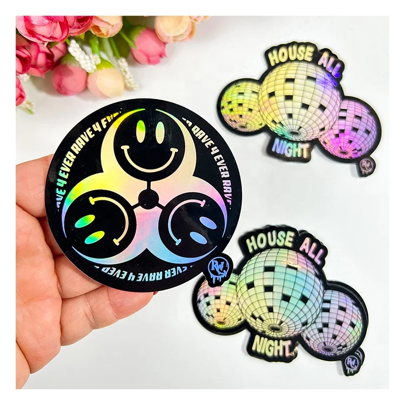 OEM ODM Custom Sticker Printing Die Cut Decal Stickers Hologram Laser Vinyl Waterproof Anime Cartoon Holographic Stickers