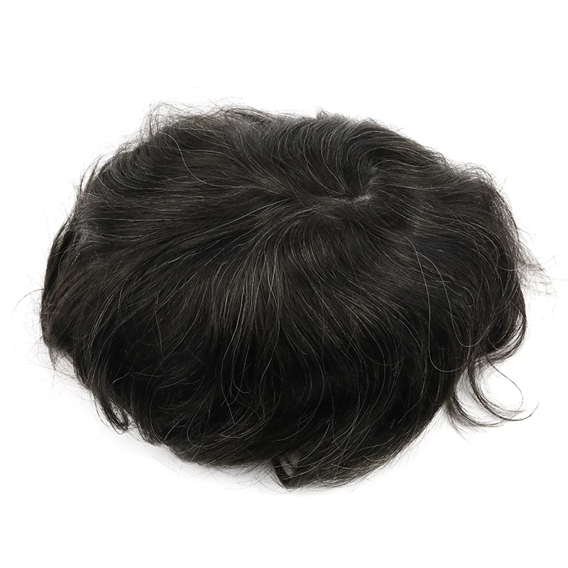 0406 V-loop man toupee Indian hair thin skin full PU medium density