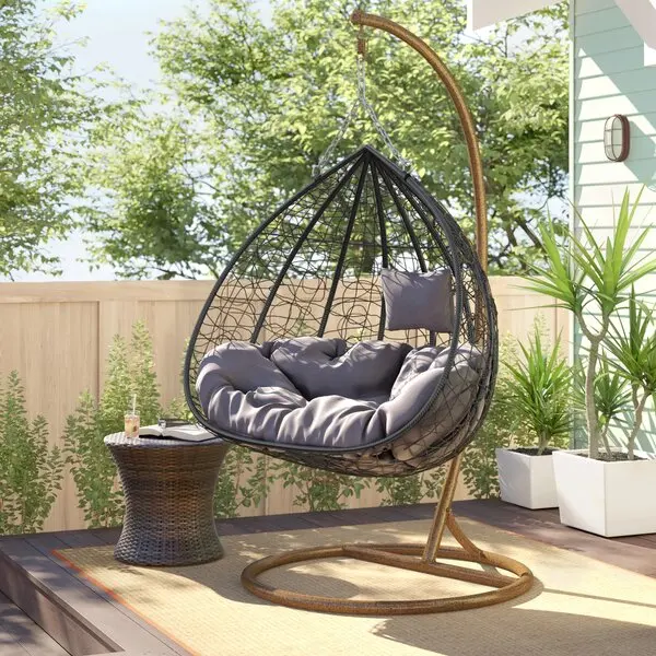 Double Patio Swings indoor Hanging Egg Chairs Rattan / Wicker Chairs Hammock Outdoor Swing Chair