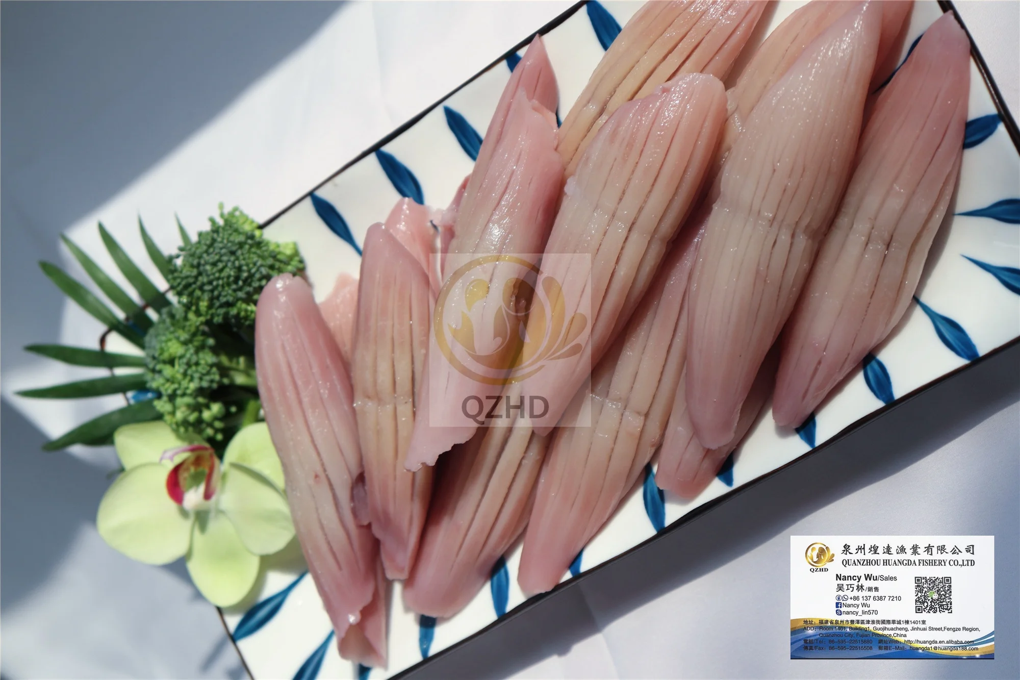 Frozen squid wing flowers, gear cut squid flowers, pineapply cut squid flowers Calamari China seafood supplier gigas squid