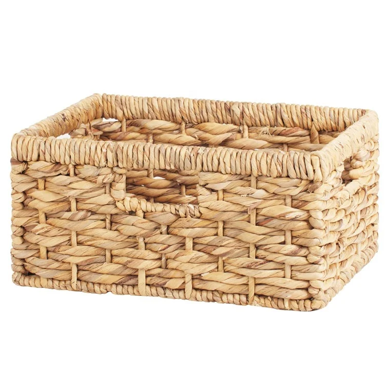 Customized Cheap Hand-Woven Corn Husk Storage Basket with 3 Handles for Organizing