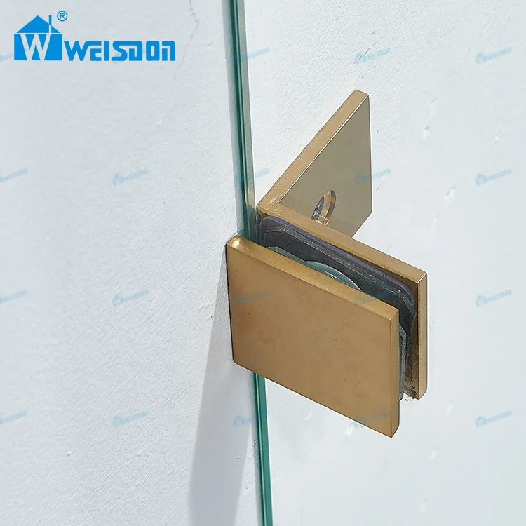 Weisdon New Design Stainless Steel Gold Shower Room Single Sliding Frameless Tempered Glass Shower Door