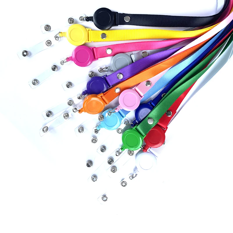 Wholesale Custom Logo Cheap Blank Plain Exhibition Yoyo Retractable Neck Lanyard With Id Card Badge Holder