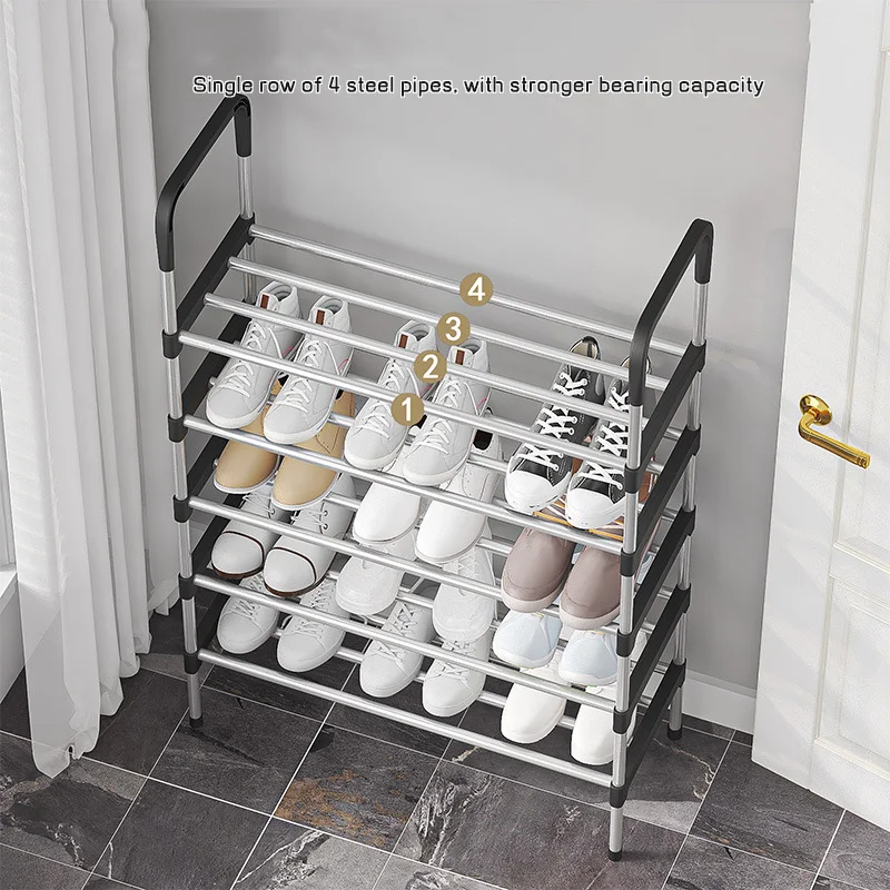 4 to 6 Layers of Plastic Connectors Galvanized Steel Pipe Folding Shoe Rack  Multi-level Armrest Shoe Rack