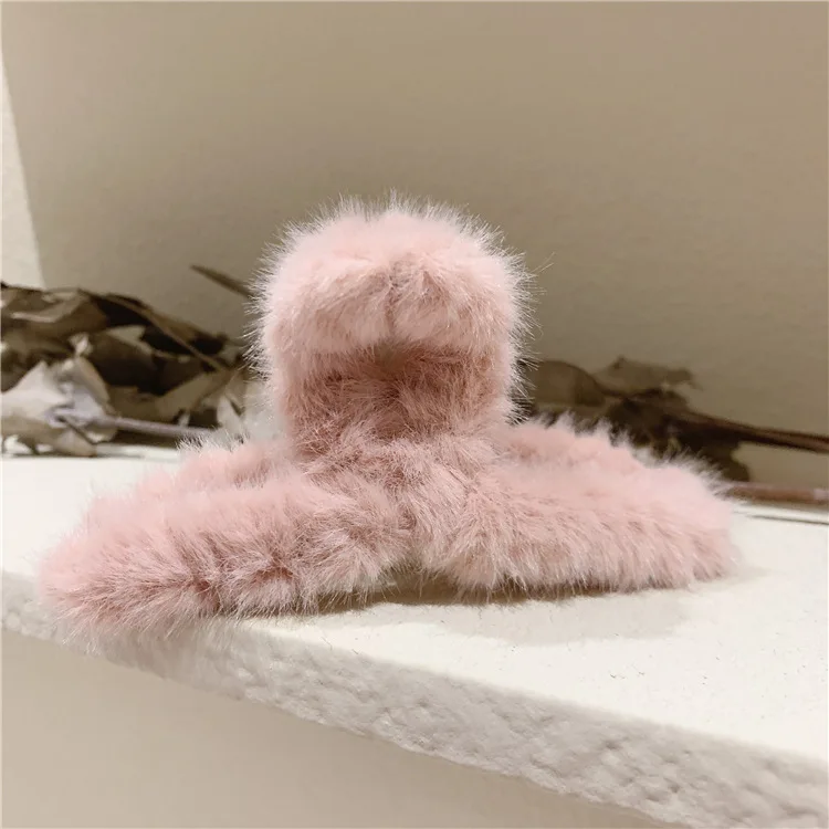 2021 Winter Solid Color Plush Shark Vigorously Clip Hair Accessories Hairpin For Women