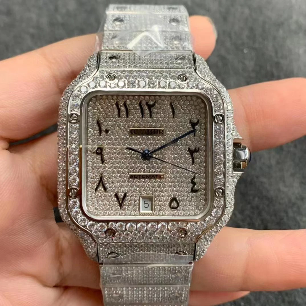 Moissanite watch Iced out watch Luxury Full bust down VVS CZ Watch top clone movement Automatic bling bling