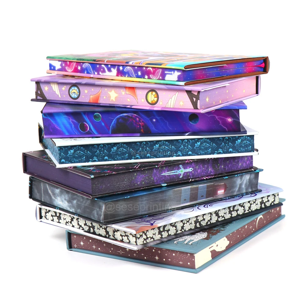 Well Designed Custom Book Printing Exclusive Hardcover Novel Books Multi-colored Stenciled Sprayed Edges