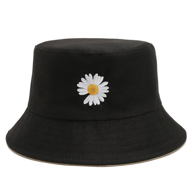 Custom Spring Women Bucket Fishing Plain Hats Sunscreen Sun Cap Little Daisies Double-sided Wear Lady Fisherman