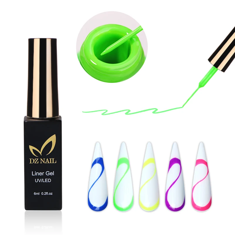 Oem Wholesale 6ml Gel Nail Art Liner Painting Uv Led Gel Semi-Permanent Gel Liner Nail Art Set