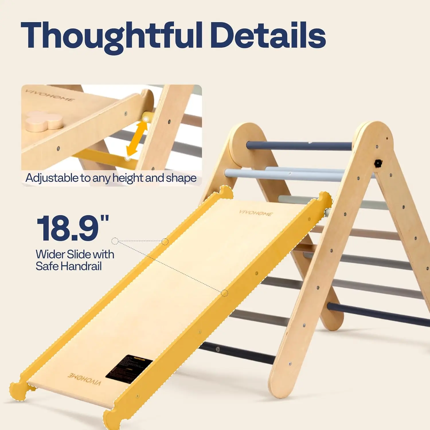 Kids Indoor Wooden Jungle Play Gym Playground Montessori Triangle Climbing Frame For Children