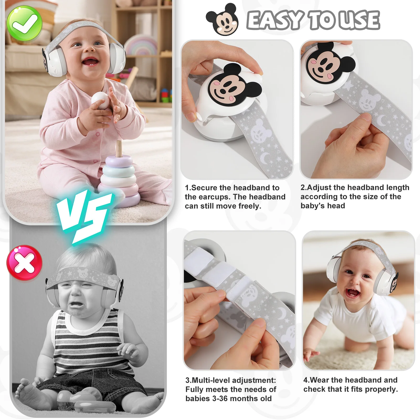 Baby Ear Muffs Noise Protection Noise Canceling Headphones Ear Defenders Hearing Protection Baby Safety Ear Muff