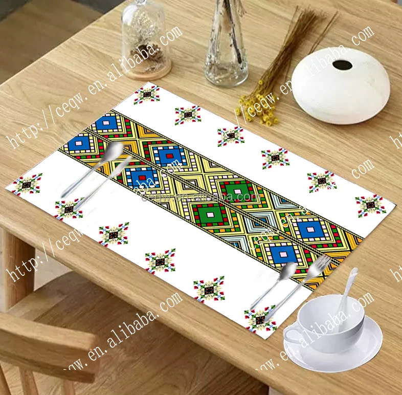 High Quality Ethiopia Placemat customized wholesales 3D printed placemat and table mat anti slip mat