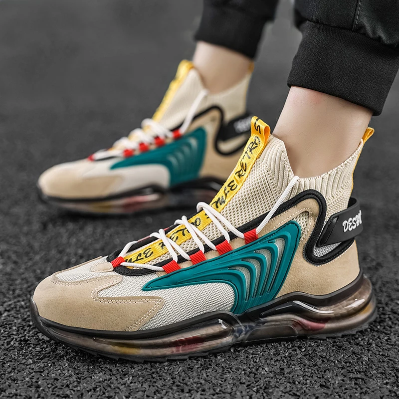 Men Sneakers casual  Sport Sneaker Shoes  Vegan Black Waterproof Leather shoes  mesh shoes