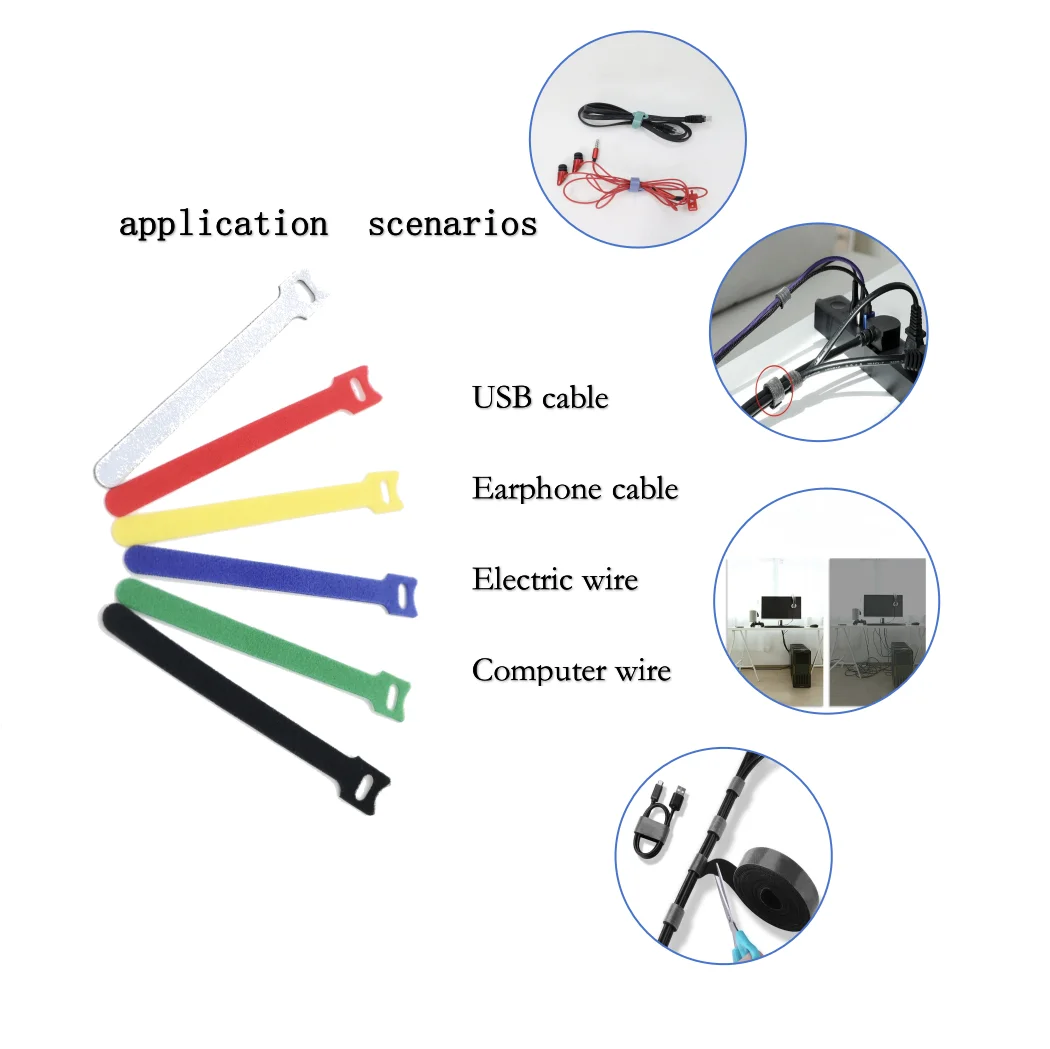 Double Sided Reusable Straps Cord Management Hook and Loop Velcroes Cable Ties