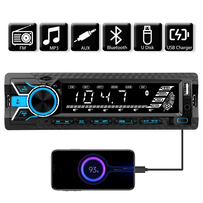 Car Mp3 Player Stereo Autoradio Car Radio Bt 12v In-dash 1 Din Fm Aux In Receiver