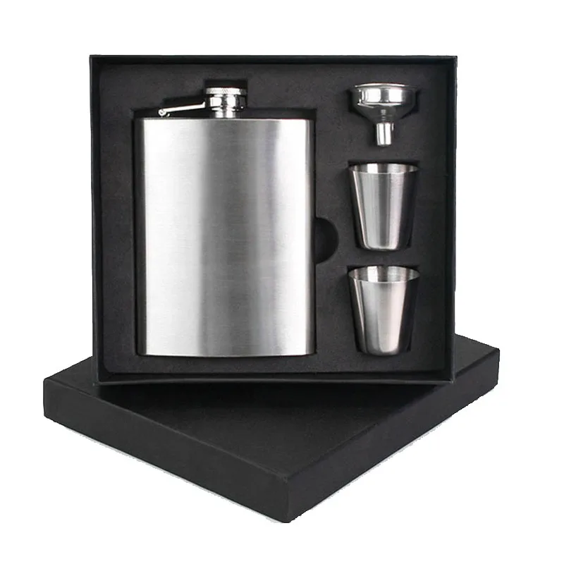 Promotional 7oz Metal Stainless Steel Hip Flask Gift Set For Lover