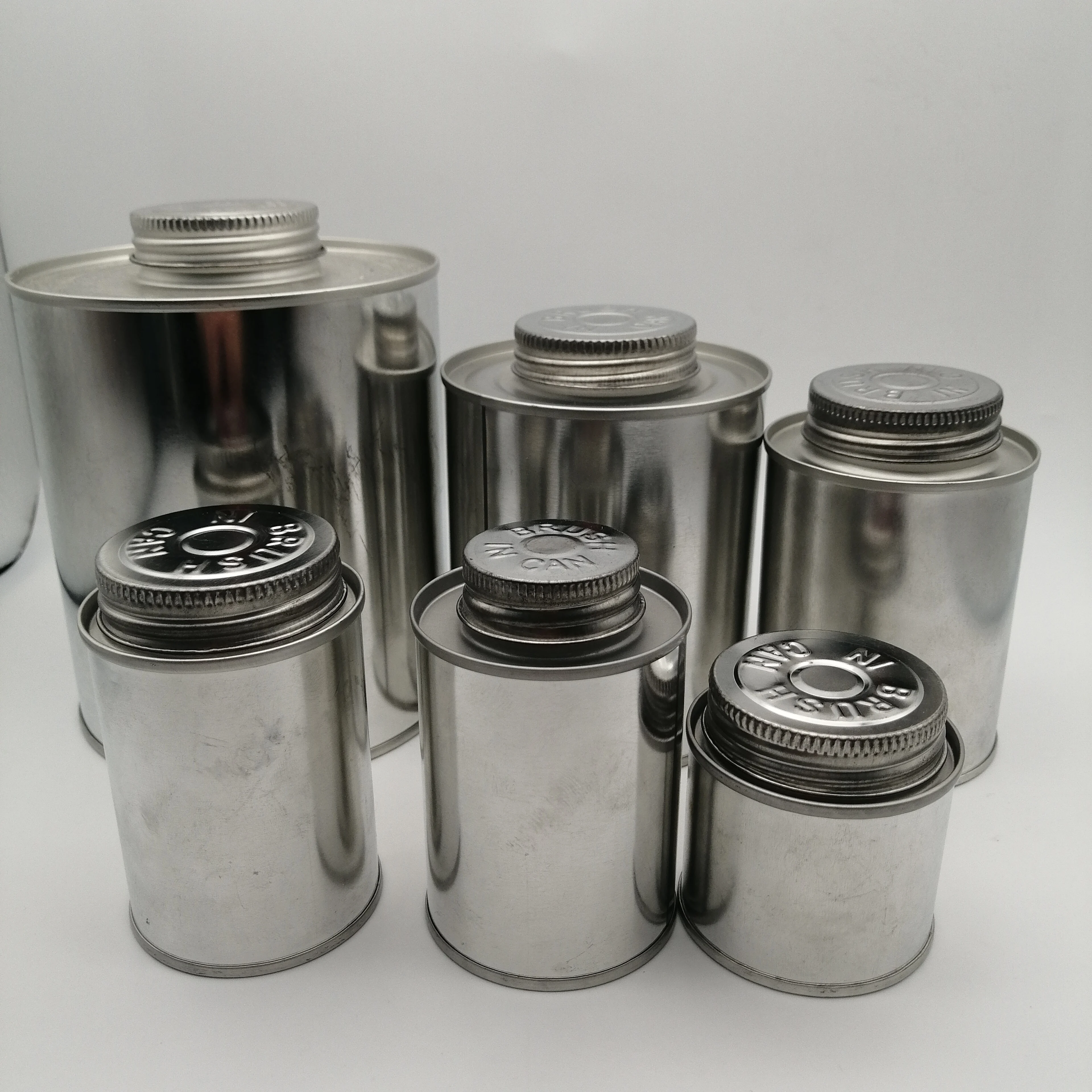 60ml 2oz PVC/CPVC/ UPVC Empty glue solvent cement metal can with dauber Brush