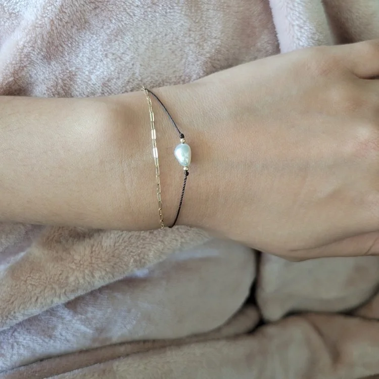 Handmade jewelry wholesale adjustable rope natural freshwater pearls bracelet