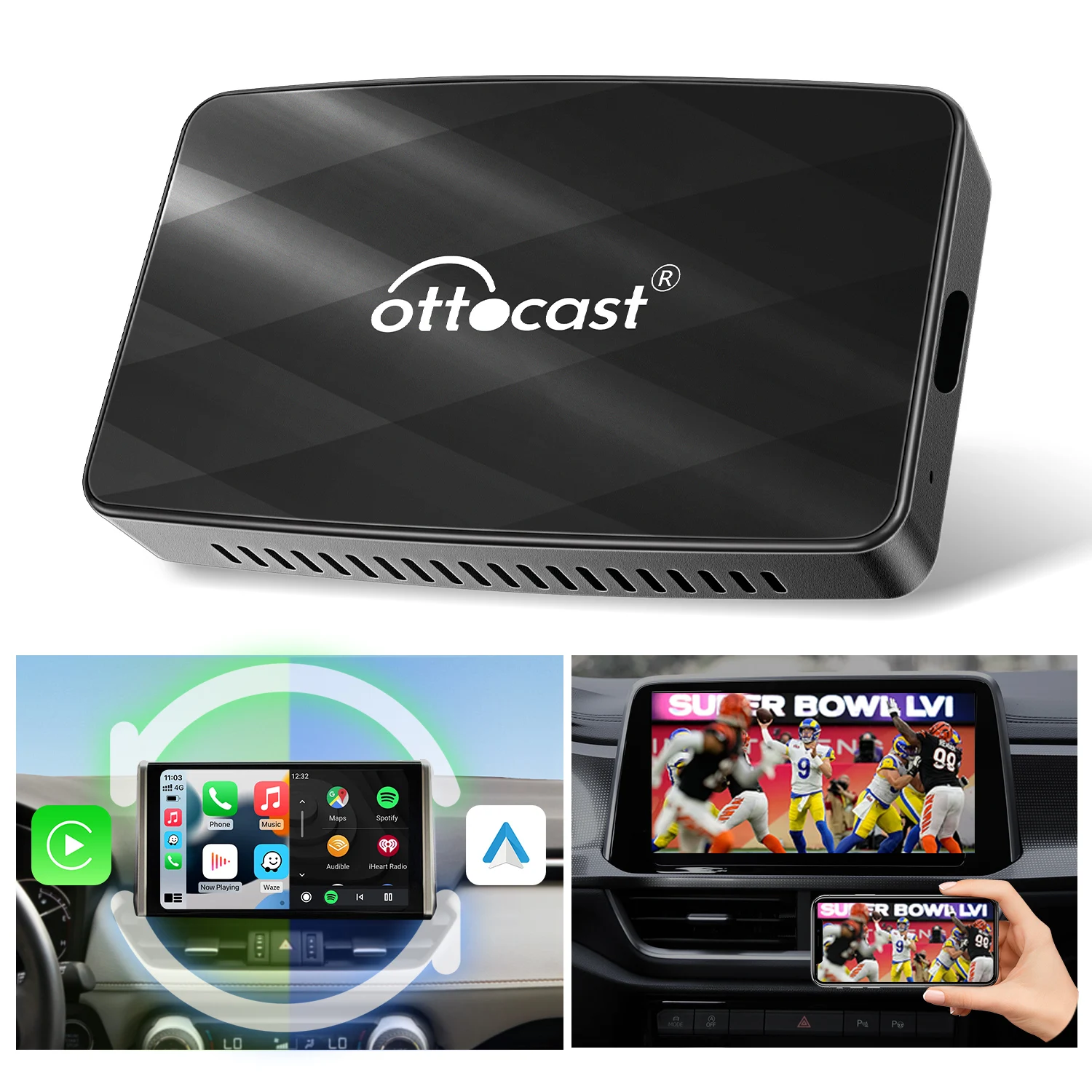 Ottocast MX 360 wireless Portable dongle wireless carplay Box android auto cast  airplay smart Carplay adapter