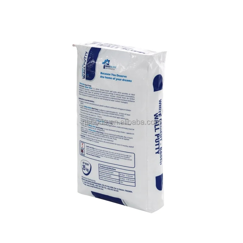 Waterproof Plastic Polypropylene Woven Valve Packaging Bag for Wall Putty 25kg 50kg