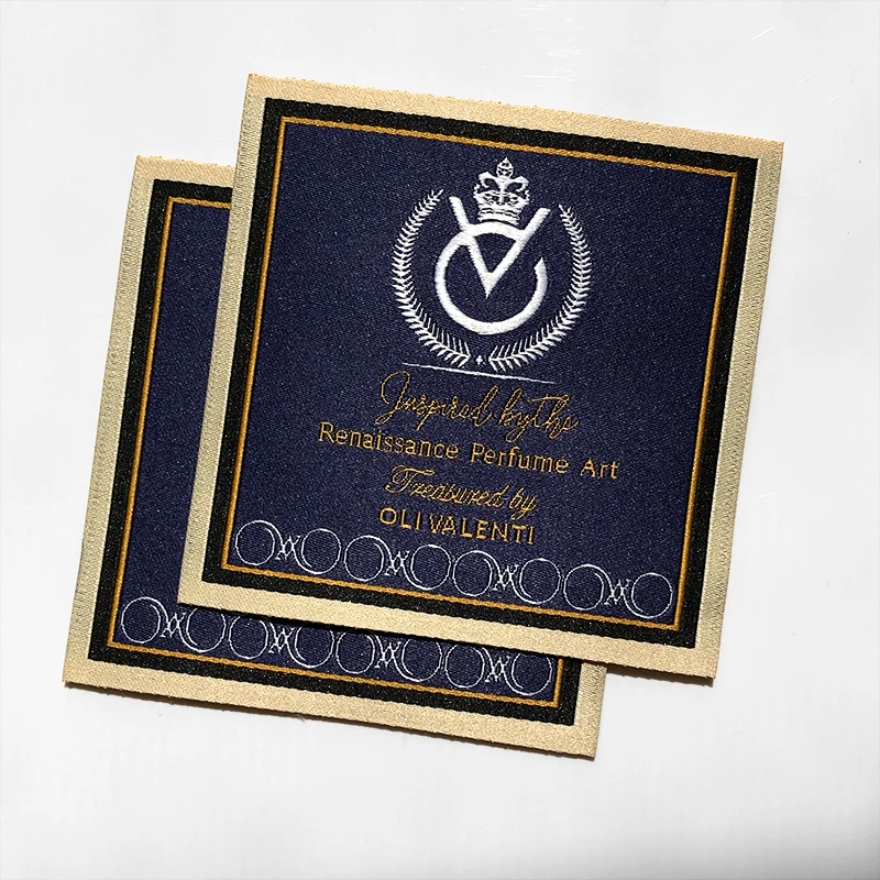 Высококачественная Роскошная атласная шелковая складная Одежда Дамасская тканая Основная этикетка для одежды