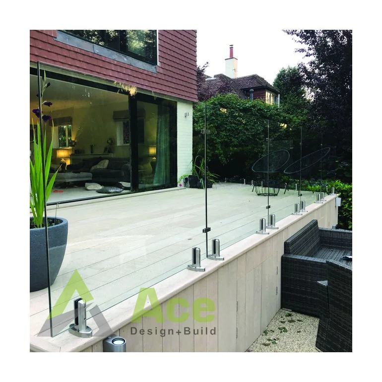 House tempered clear safety Spigot glass ss rail balustrade customized style frameless glass railing