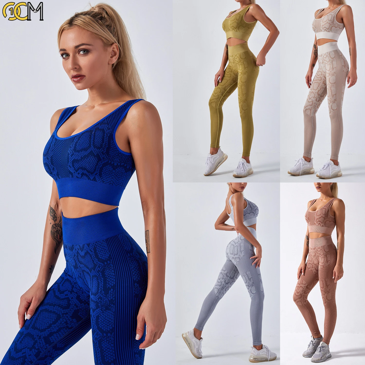 
Women 2 piece legging snake print workout set active gym wear fitness yoga sport suits for women 