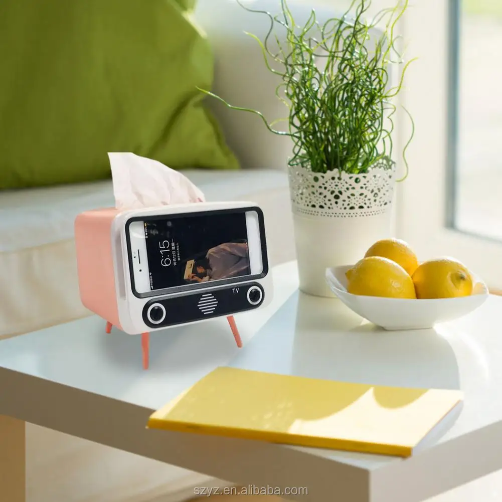 TV Shape Phone Holder Fancy Wet Tissue Case Wet Wipes Dispenser Storage Box Container Plastic Tissue Box