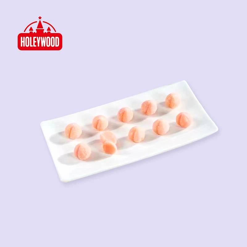 Holeywood 3D Peach Gummy Candy 12g Specialty Chinese Halal Soft Fruit Sour Ball Hard Candy Bulk Wholesale Boxes Fruity Sugar
