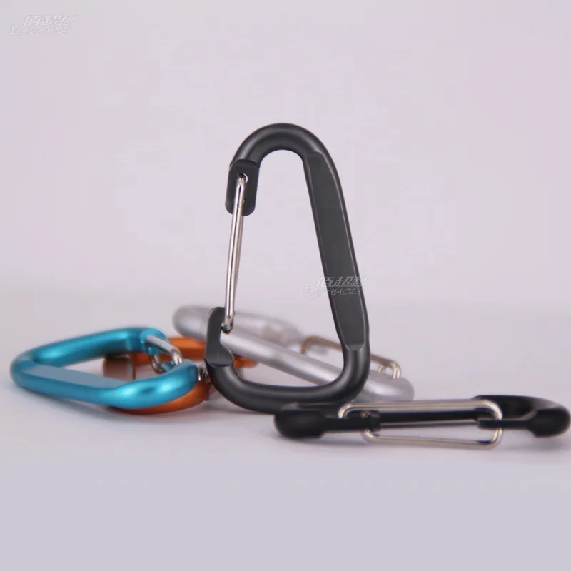 Baichaoli 4# D Flatten Aluminum alloy Steel wire carabiner hooks