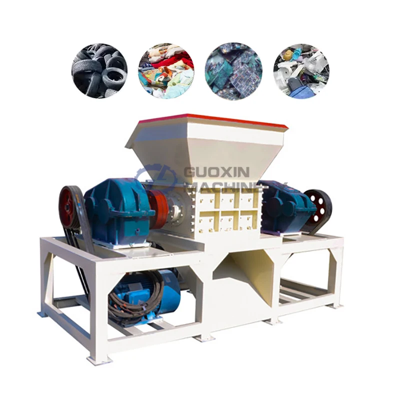 Construction waste shredder metal wood plastic double shaft shredder cardboard waste shredder and packing machine