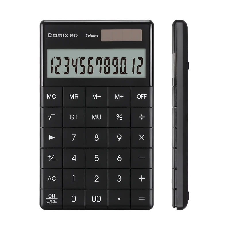 Comix High Quality Low Price Home Office Use Calculator Gift Super Thin Dual Power 12 Digits Big LCD Display Calculator