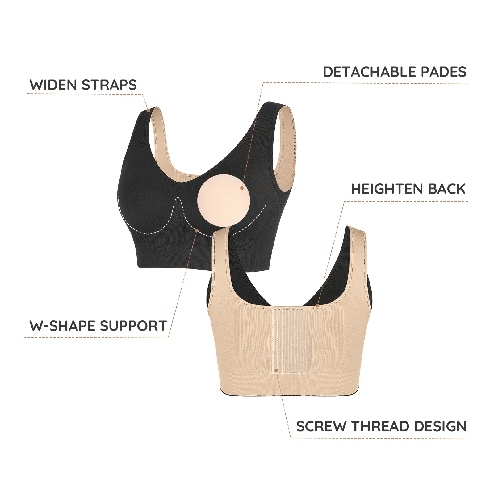 Wholesale Hexin Custom Logo Full Cup Push Up Reversible Wireless Comfort Seamless Women Shapewear Bra For Women
